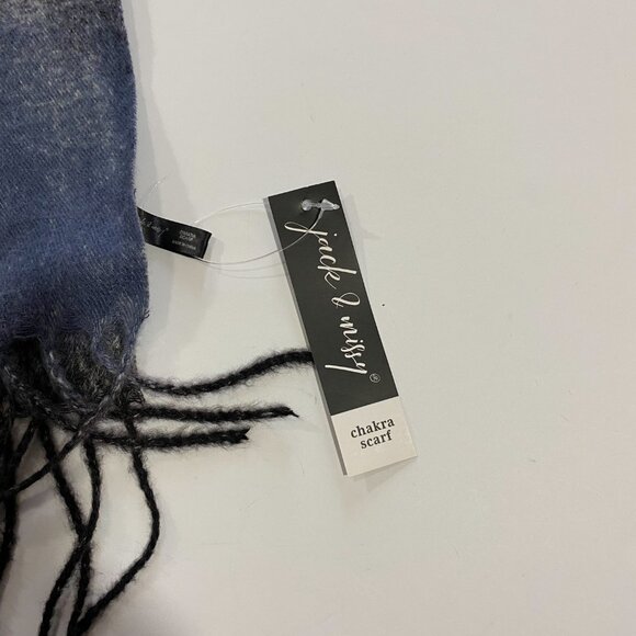 Jack & Missy Black Blue Multicolor Chakra Scarf/Wrap with fringe - Picture 9 of 13